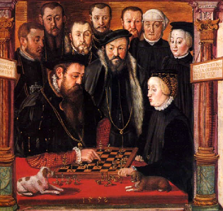 Albert V de Bavière et Anne d'Autriche jouent aux échecs - par Hans Mielich